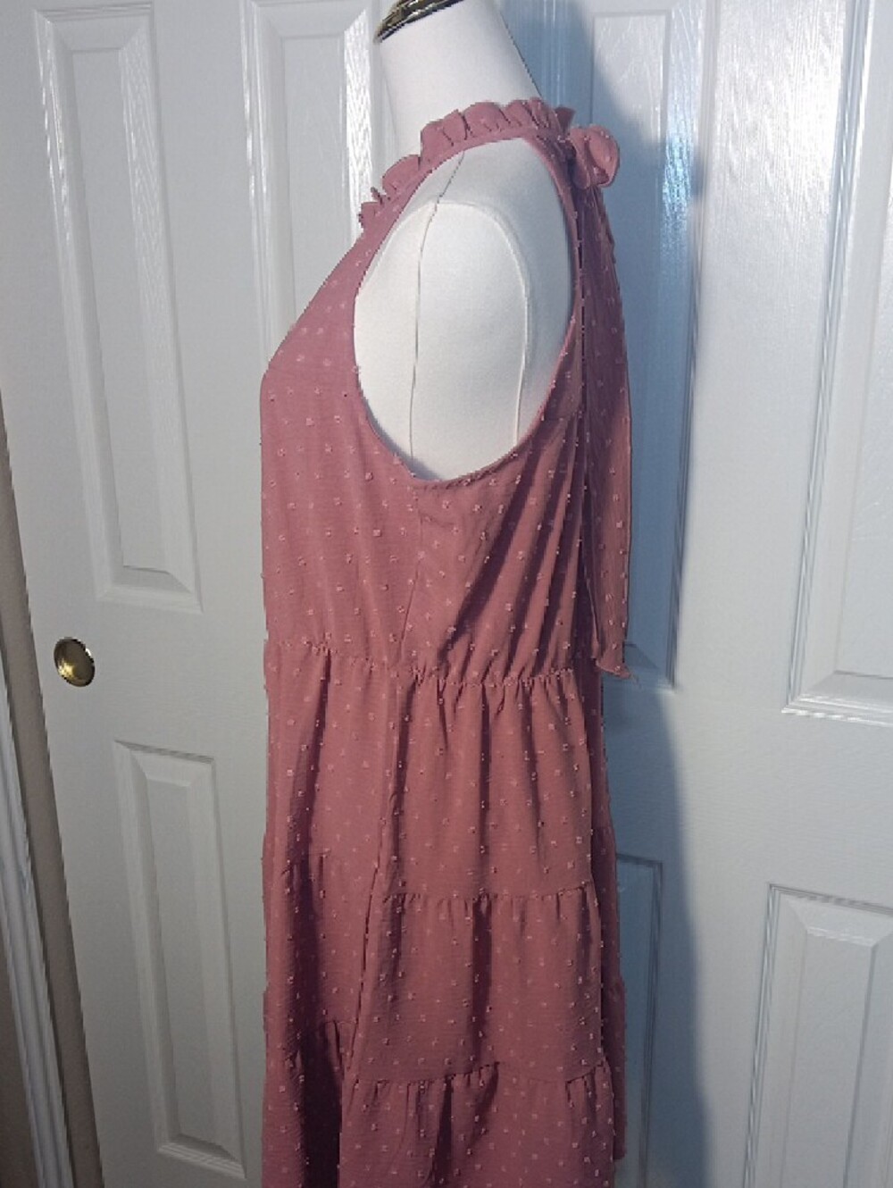 Halter Tiered Mini Dress in Mauve Pink - Picture 6 of 14